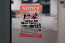 Firearms Prohibited Window Decal - Clear 5"x6 1/2"(Inside Mount)